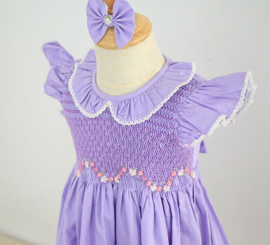 Purple Hand smocked dress
