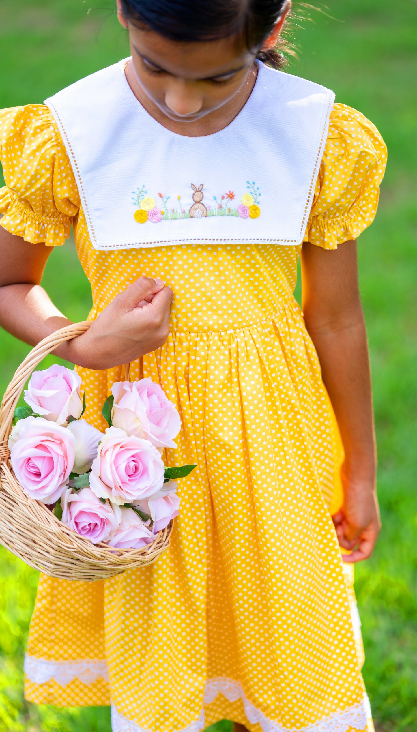 AMELIA - Yellow Bunny Embroidery Dress