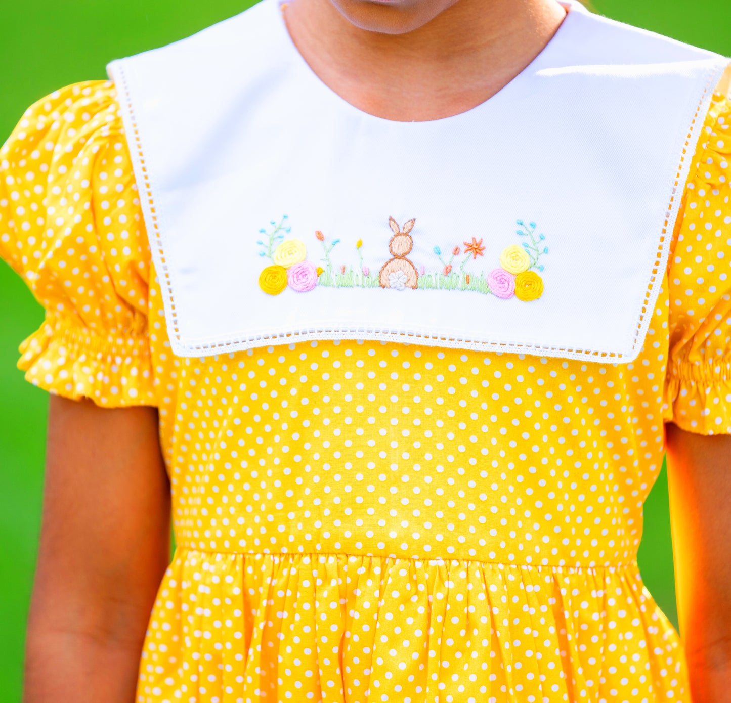 AMELIA - Yellow Bunny Embroidery Dress