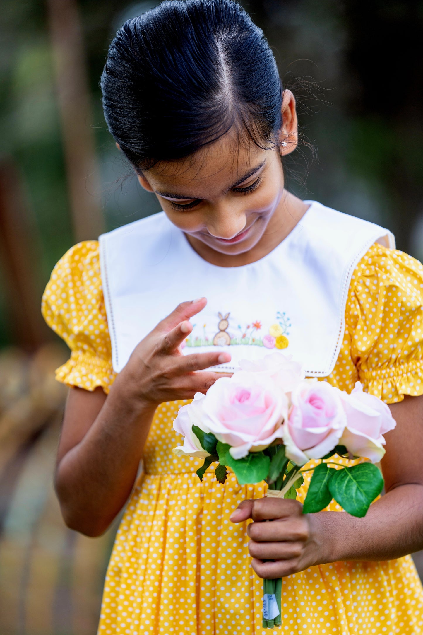 AMELIA - Yellow Bunny Embroidery Dress