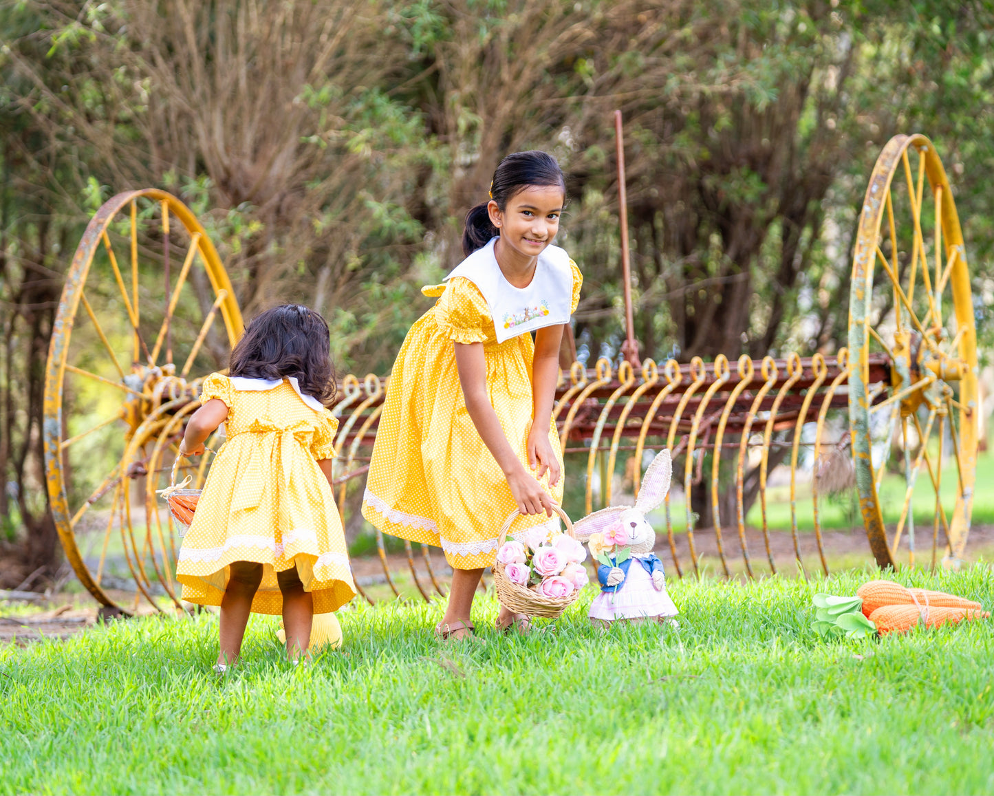 AMELIA - Yellow Bunny Embroidery Dress