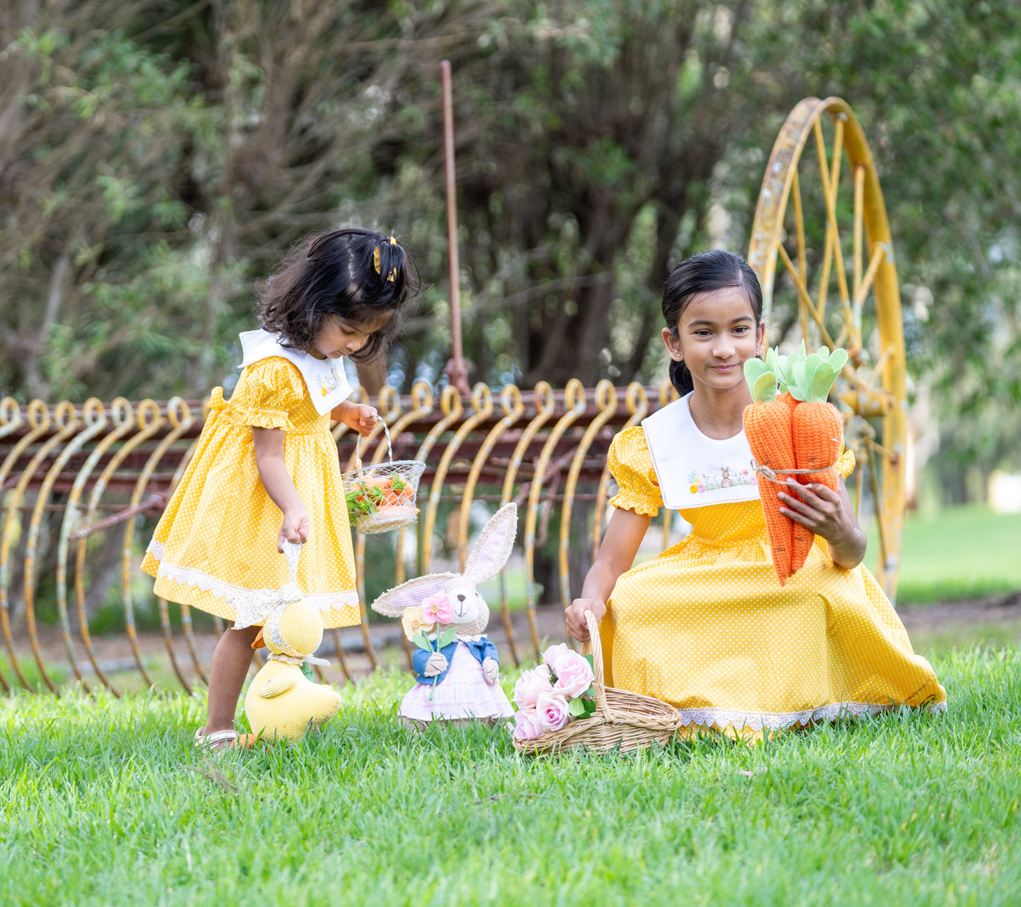 AMELIA - Yellow Bunny Embroidery Dress