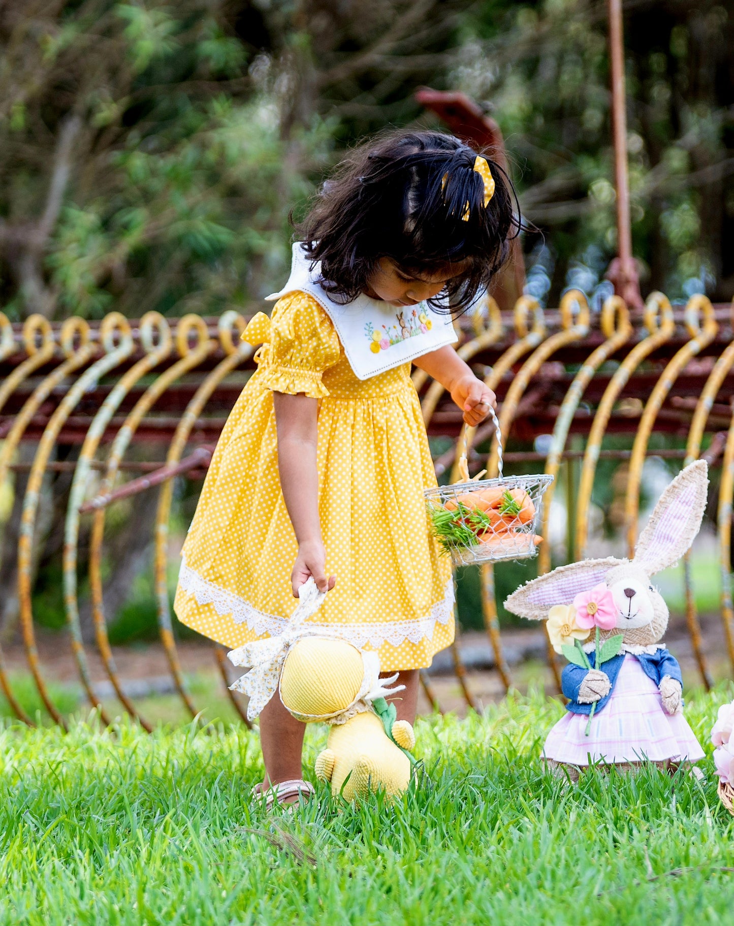 AMELIA - Yellow Bunny Embroidery Dress