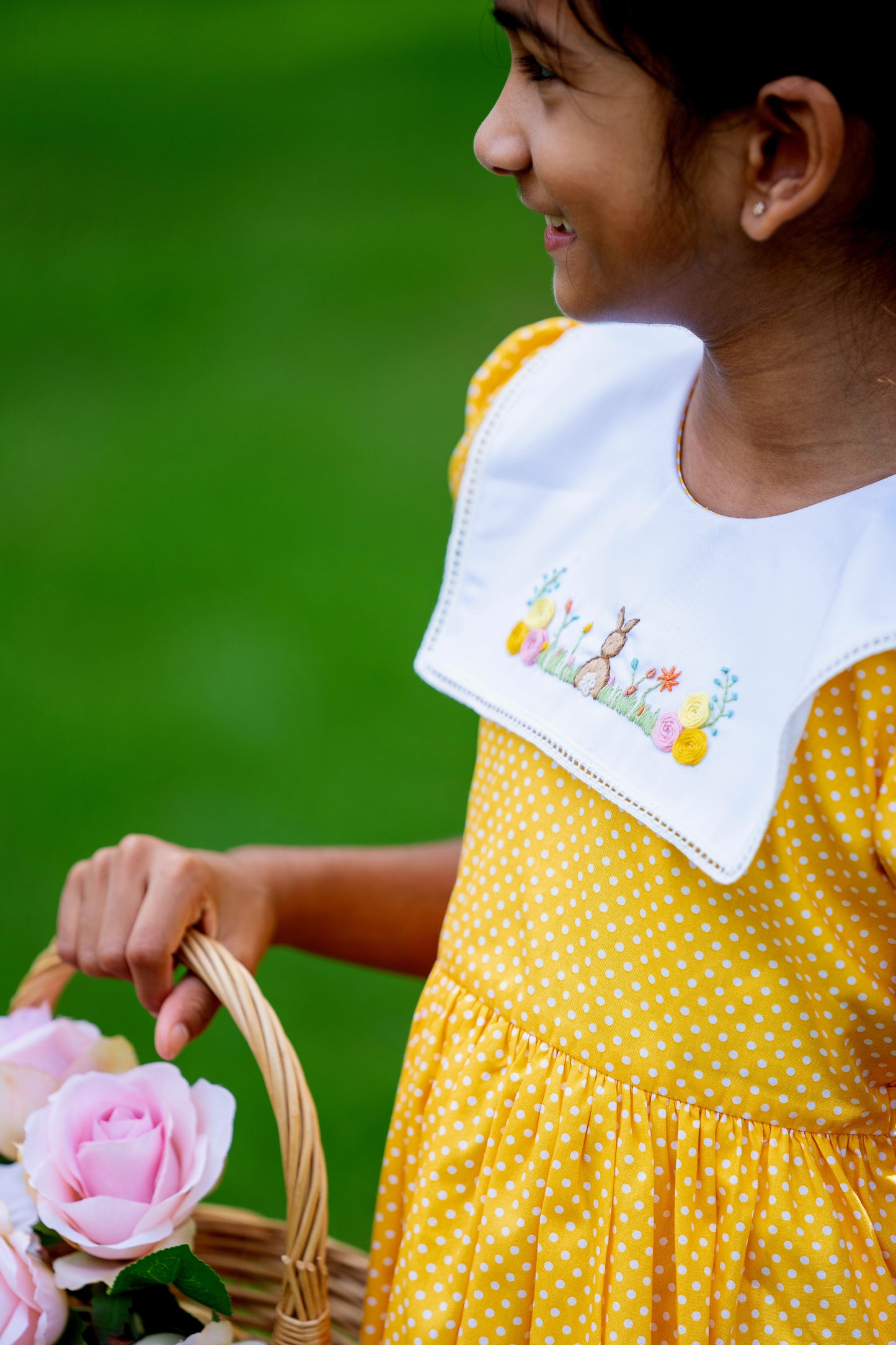 AMELIA - Yellow Bunny Embroidery Dress